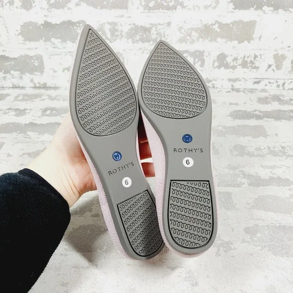NEW Rothy's The Flat Pink Knit Pointy Toe Slip On Loafers O31